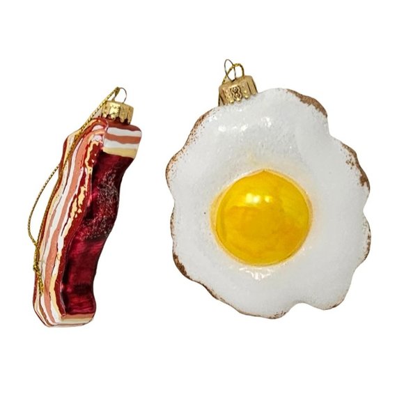 Bacon and Eggs Glass Christmas Ornaments - Picture 3 of 3